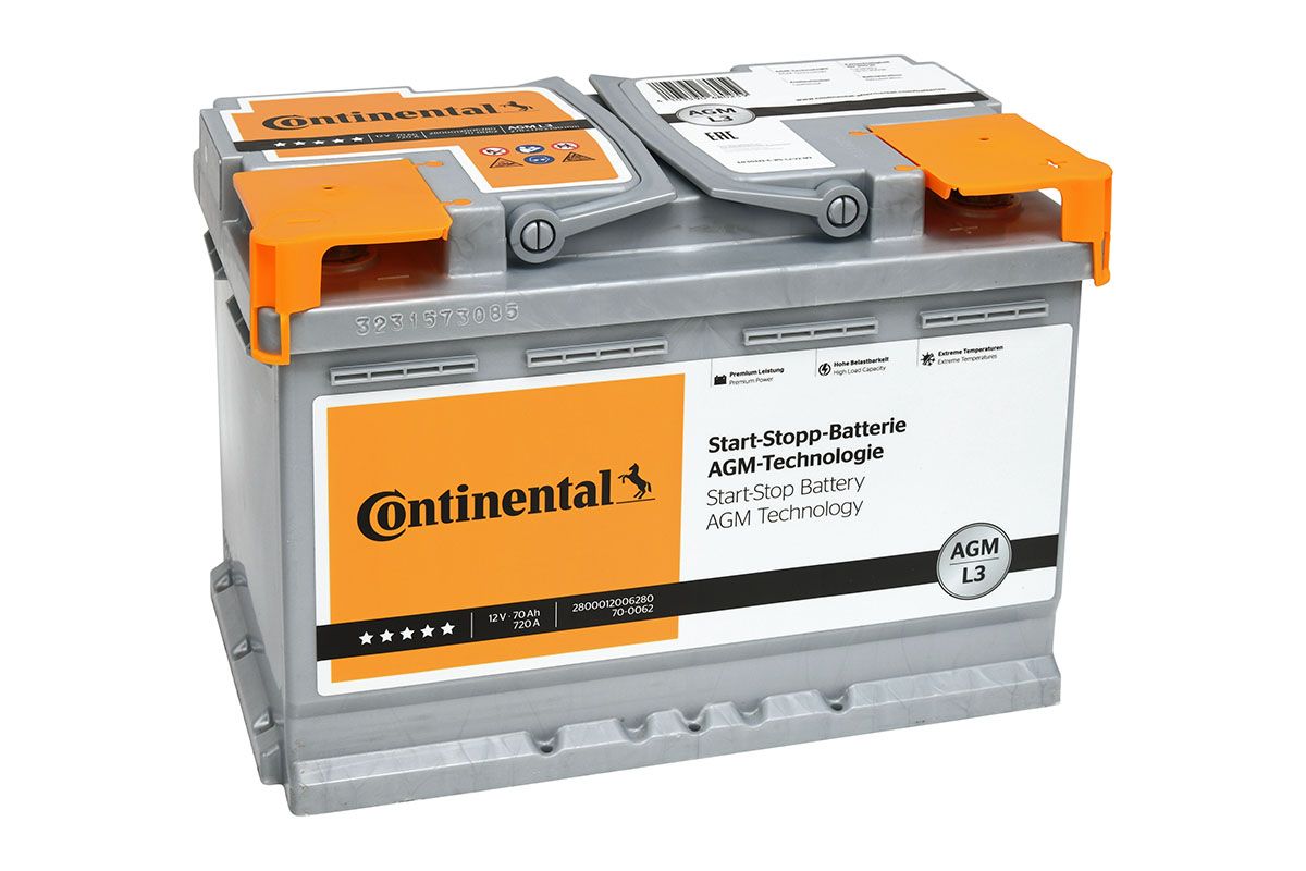 CONTINENTAL Versorgungsbatterie AGM 12V, 70 Ah, 720 A 2800012006280 20.307KG für Opel Ford CHEVROLET Volvo Porsche Citroën SSANGYONG Audi BMW HYUNDAI