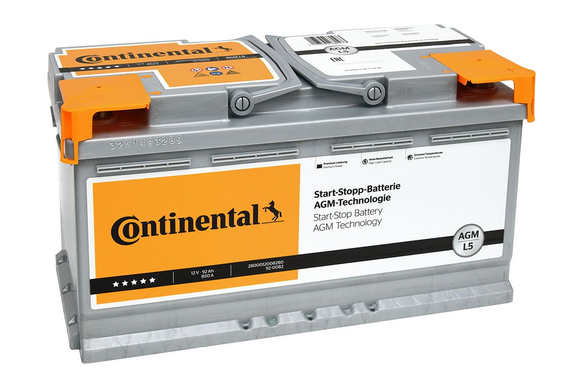 CONTINENTAL Versorgungsbatterie AGM 12V, 92 Ah, 850 A 2800012008280 25.853KG für Opel Ford Volvo Fiat CHEVROLET Mercedes HYUNDAI VW MAN BMW Audi