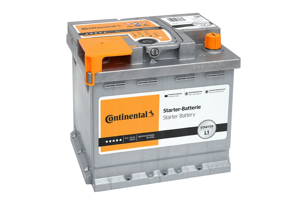 CONTINENTAL Versorgungsbatterie 12V, 55 Ah, 540 A 2800012019280 12.992KG für Opel Fiat CHEVROLET TOYOTA HYUNDAI SMART Peugeot BMW VW RENAULT