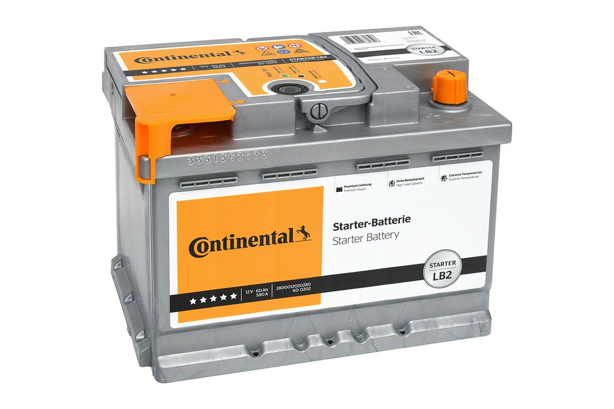 CONTINENTAL Versorgungsbatterie 12V, 60 Ah, 580 A 2800012020280 14.159KG für Ford Opel Volvo Fiat BMW NISSAN RENAULT VW Suzuki