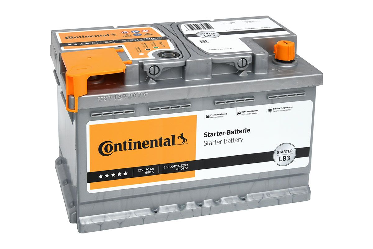 CONTINENTAL Starterbatterie 12V, 70 Ah, 680 A 2800012022280 12V 68Ah 680A für Ford Opel CHEVROLET RENAULT NISSAN