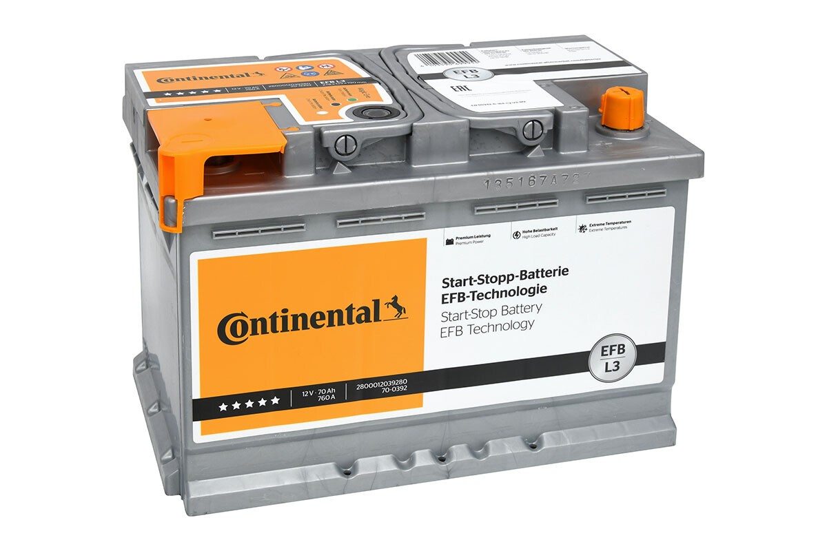 CONTINENTAL Starterbatterie EFB 12V, 70 Ah, 760 A 2800012039280 12V 68Ah 760A für Ford Fiat Opel Citroën TOYOTA HONDA NISSAN BMW VW MAN RENAULT CHEVR