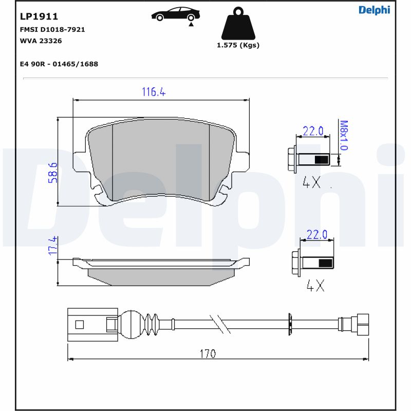 Bremsbelagsatz, Scheibenbremse LP1911 DELPHI für VW TRANSPORTER T5 Bus - Bild 9