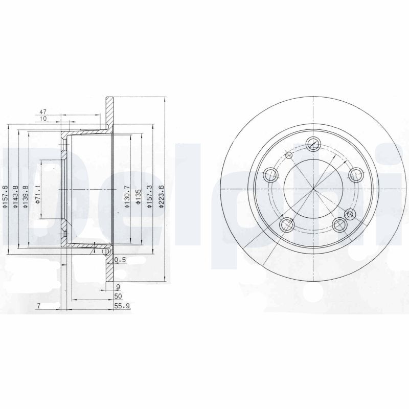 DELPHI Bremsscheibe bg2528 224mm 9mm für Citroën