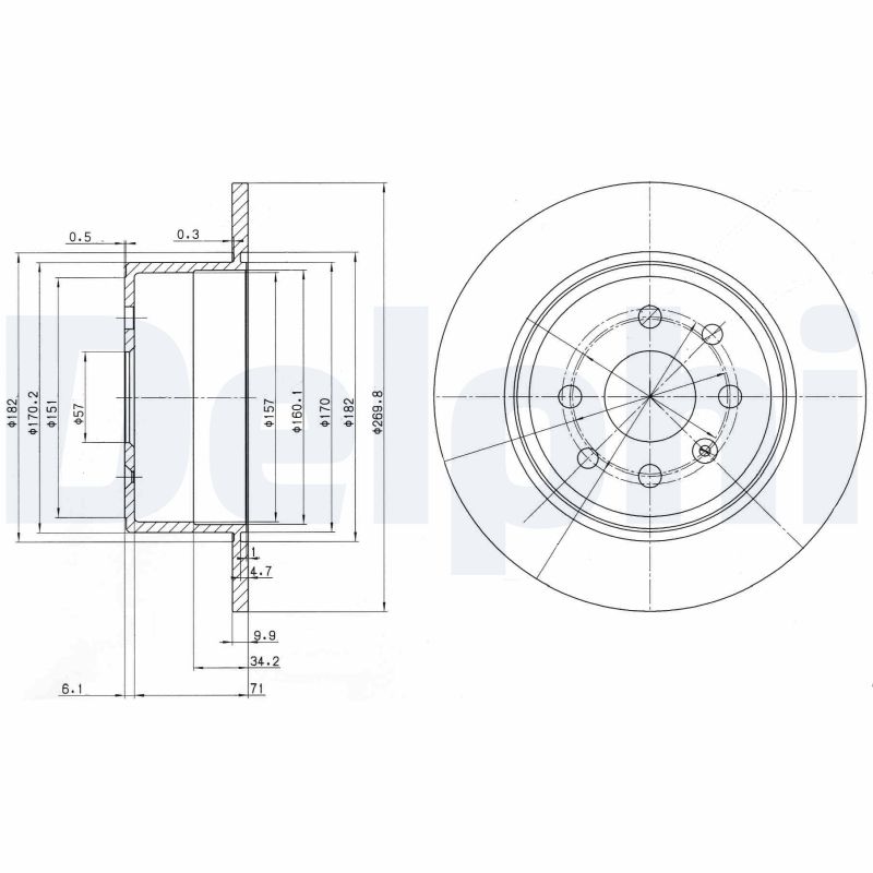Delphi Bremsscheibe Bg2637 270Mm 10Mm Für Opel