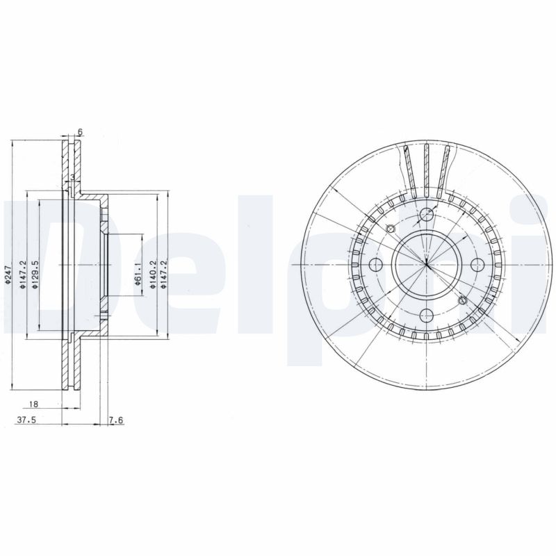 Delphi Bremsscheibe Bg3134 247Mm 18Mm Für Nissan