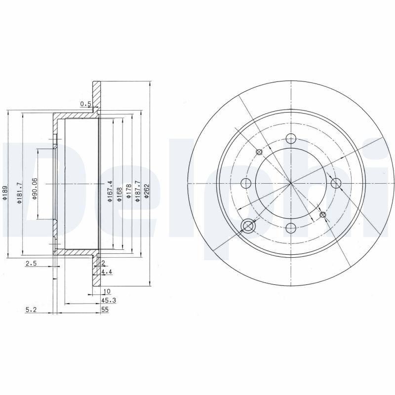 Delphi Bremsscheibe Bg3400 262Mm 10Mm Für Mitsubishi Hyundai Kia