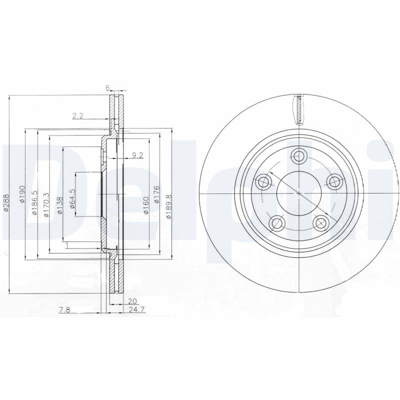 Delphi Bremsscheibe Bg3512 288Mm 20Mm Für Jaguar