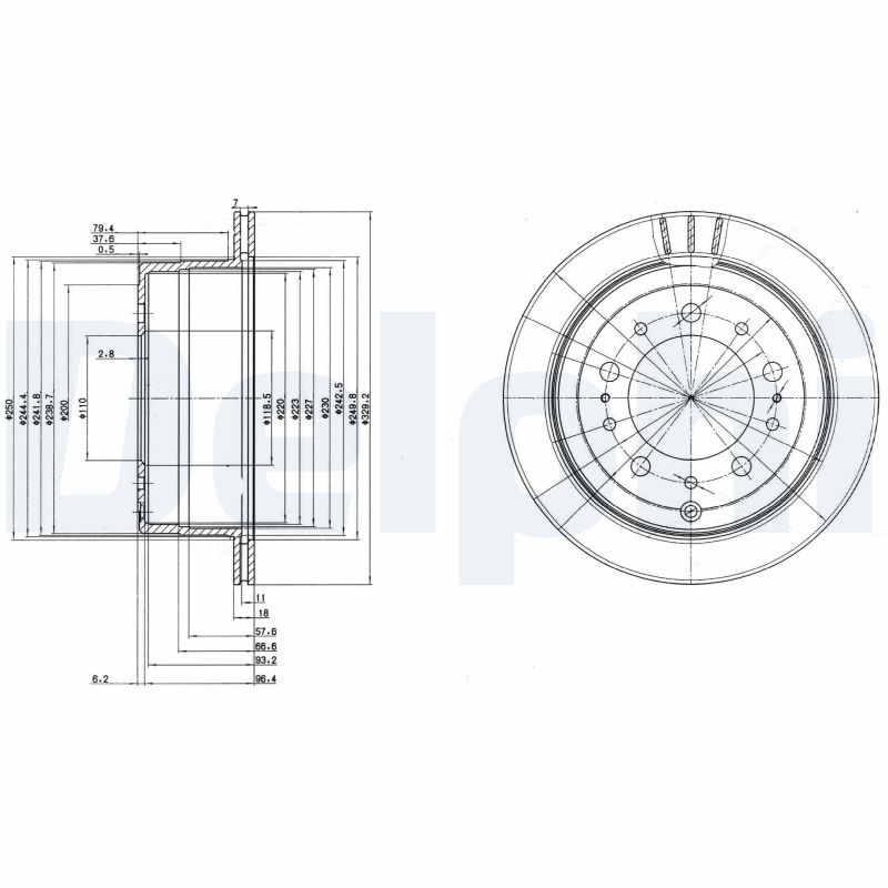 Delphi Bremsscheibe Bg3534 330Mm 18Mm Für Lexus