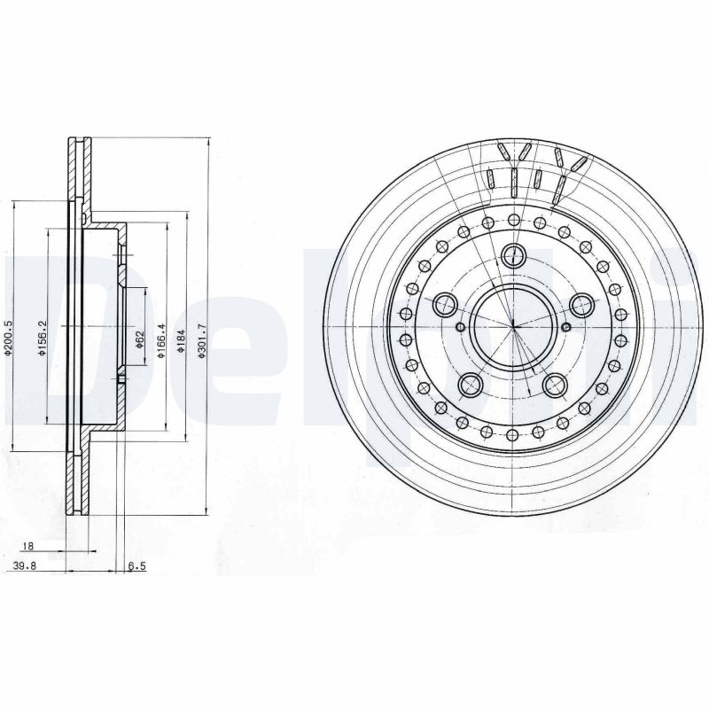 Delphi Bremsscheibe Bg3536 302Mm 18Mm Für Toyota