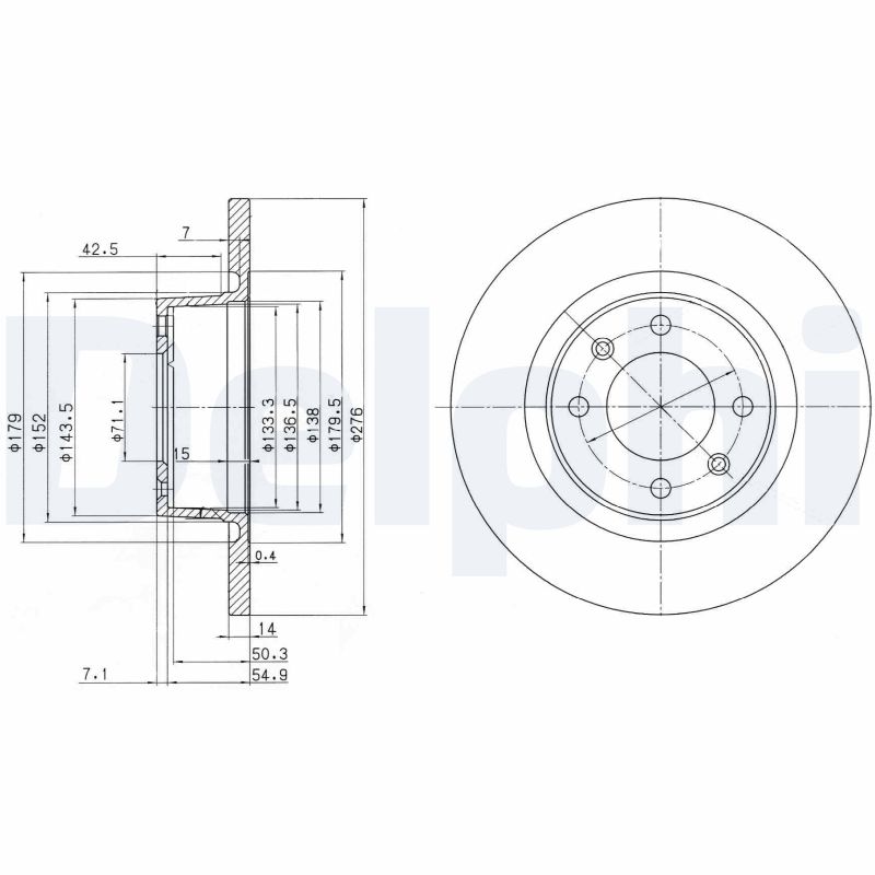 Delphi Bremsscheibe Bg3621 276Mm 14Mm Für Citroën