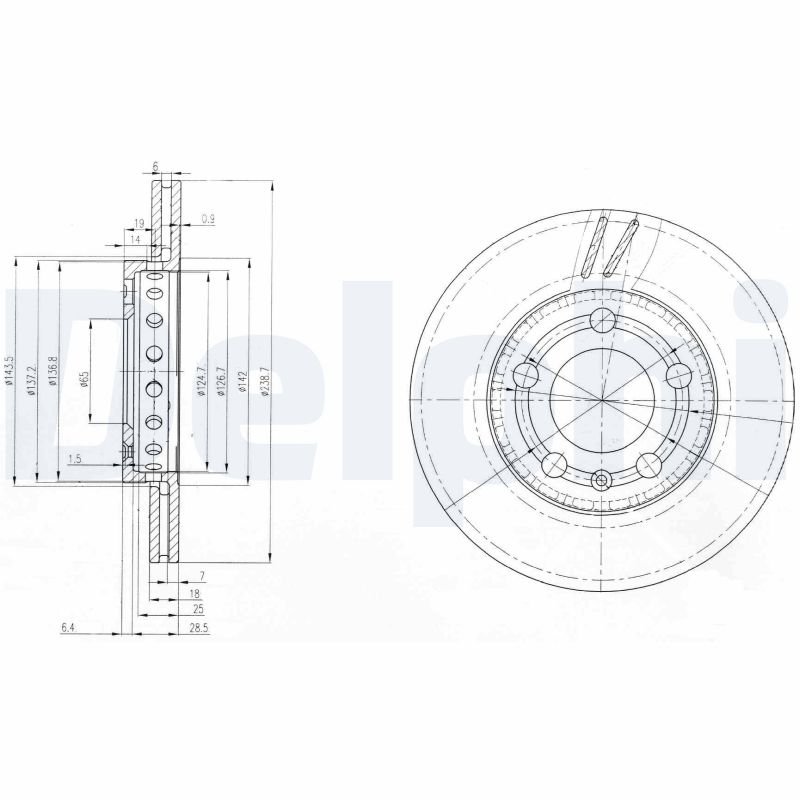 Delphi Bremsscheibe Bg3695 239Mm 18Mm Für Vw