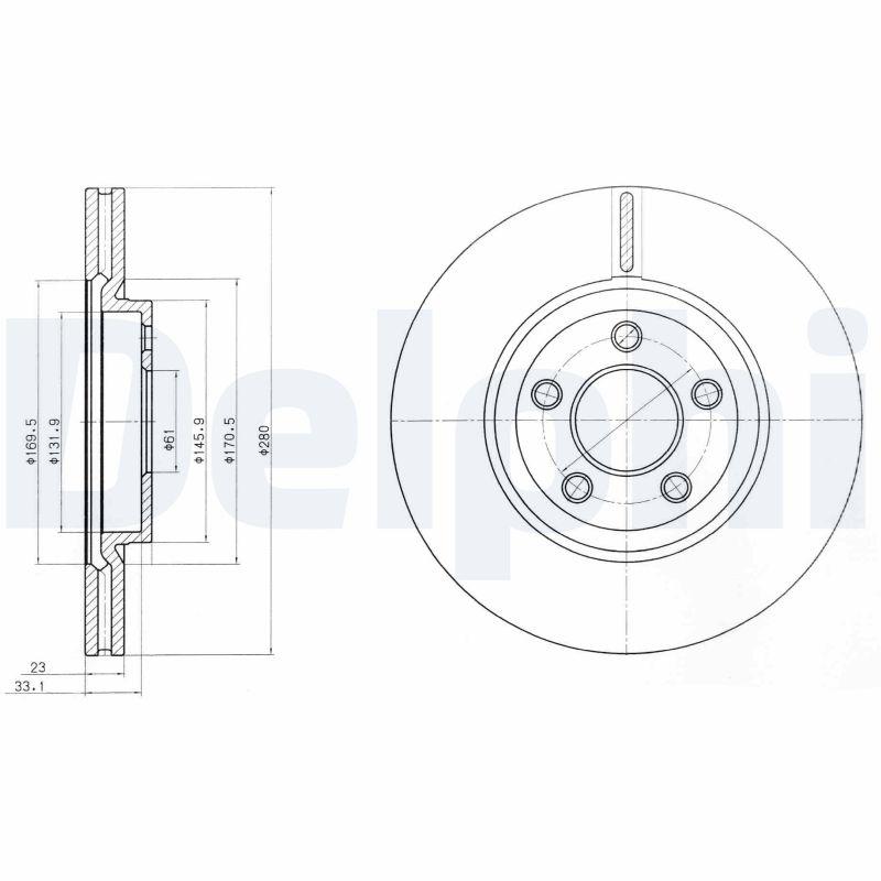 Delphi Bremsscheibe Bg3704 280Mm 23Mm Für Chrysler