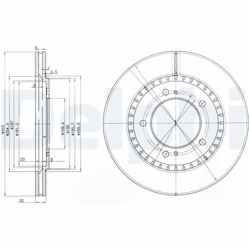 Delphi Bremsscheibe Bg3821 310Mm 22Mm Für Suzuki