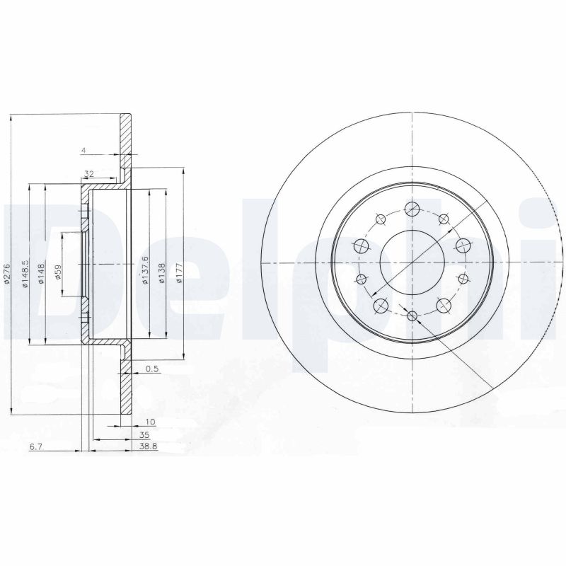 Delphi Bremsscheibe Bg3857 276Mm 10Mm Für Alfa Romeo