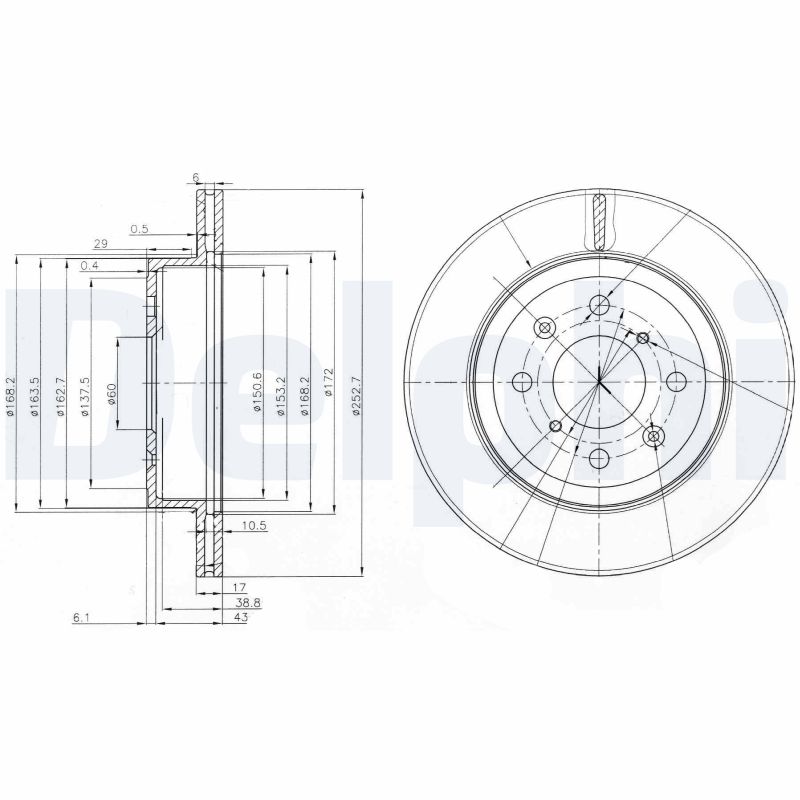 Delphi Bremsscheibe Bg3884 253Mm 17Mm Für Opel Suzuki