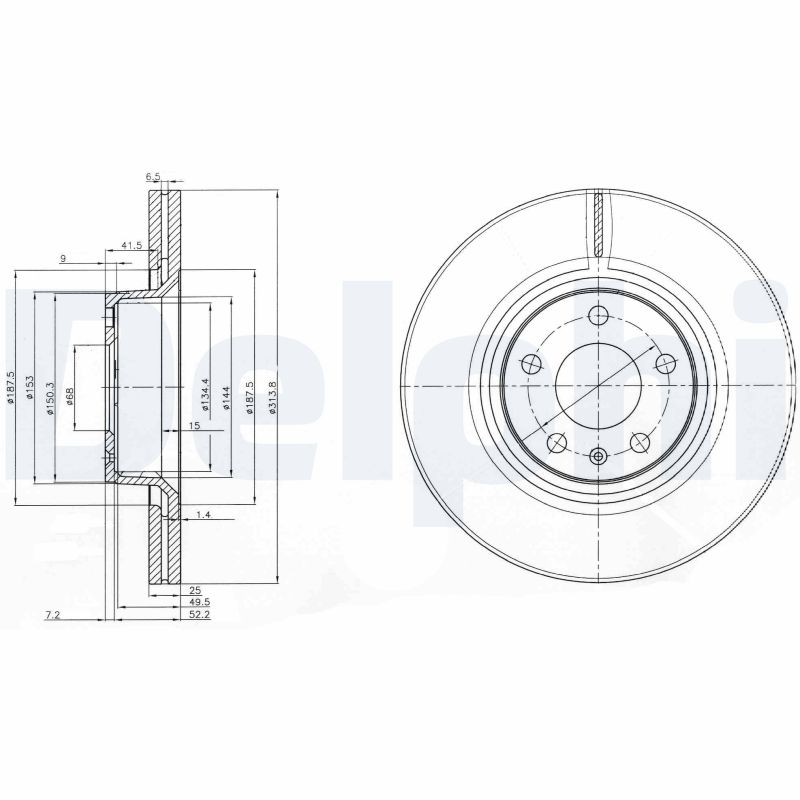 Delphi Bremsscheibe Bg3942 314Mm 25Mm Für Audi (Faw)
