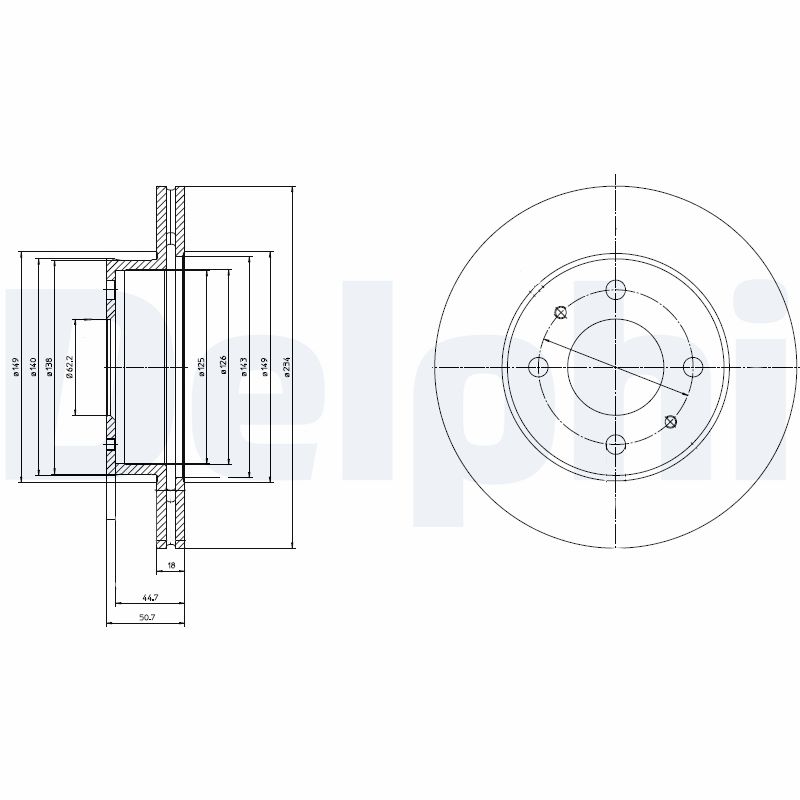 Delphi Bremsscheibe Bg3946 234Mm 18Mm Für Hyundai