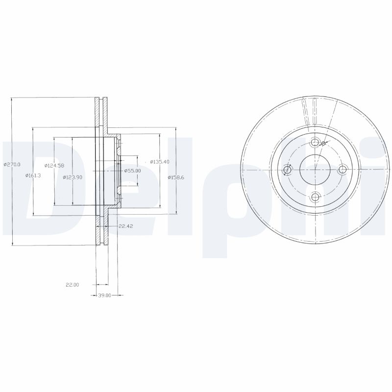 Delphi Bremsscheibe Bg3966 270Mm 22Mm Für Mazda