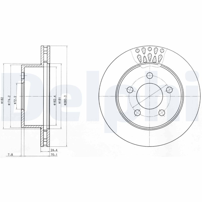 Delphi Bremsscheibe Bg4103 280Mm 24Mm Für Jeep