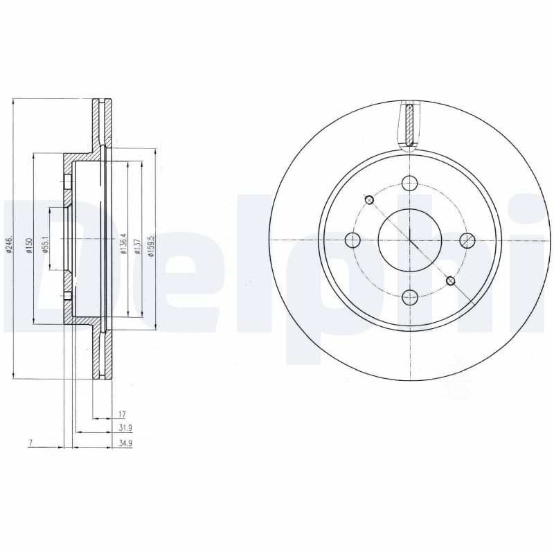 Delphi Bremsscheibe Bg4128 246Mm 17Mm Für Subaru Daihatsu