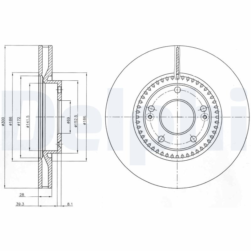 Delphi Bremsscheibe Bg4251c 300Mm 28Mm Für Hyundai Kia (Dyk)