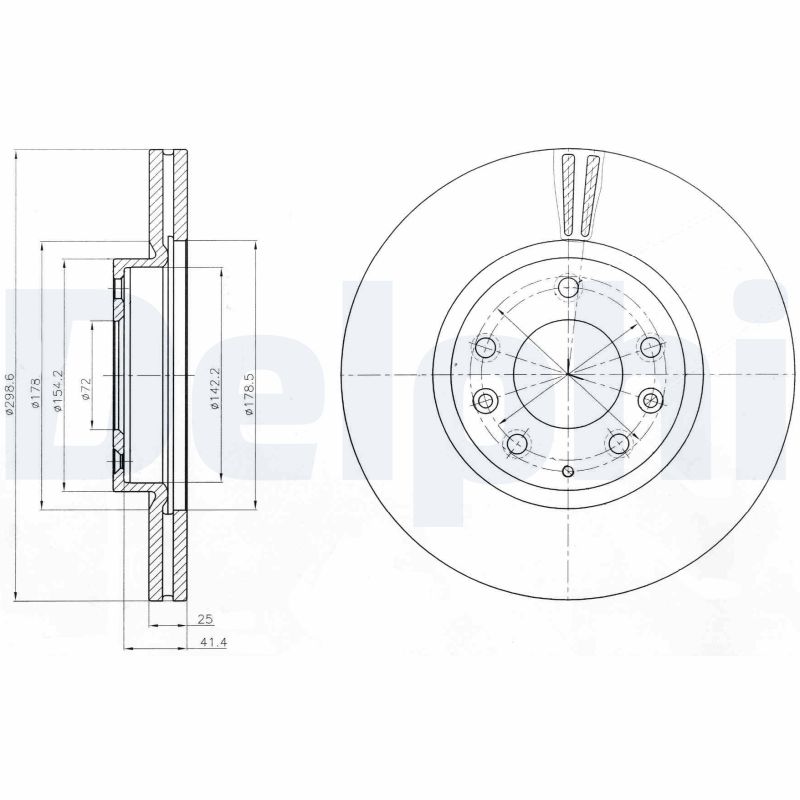 Delphi Bremsscheibe Bg4255c 299Mm 25Mm Für Mazda