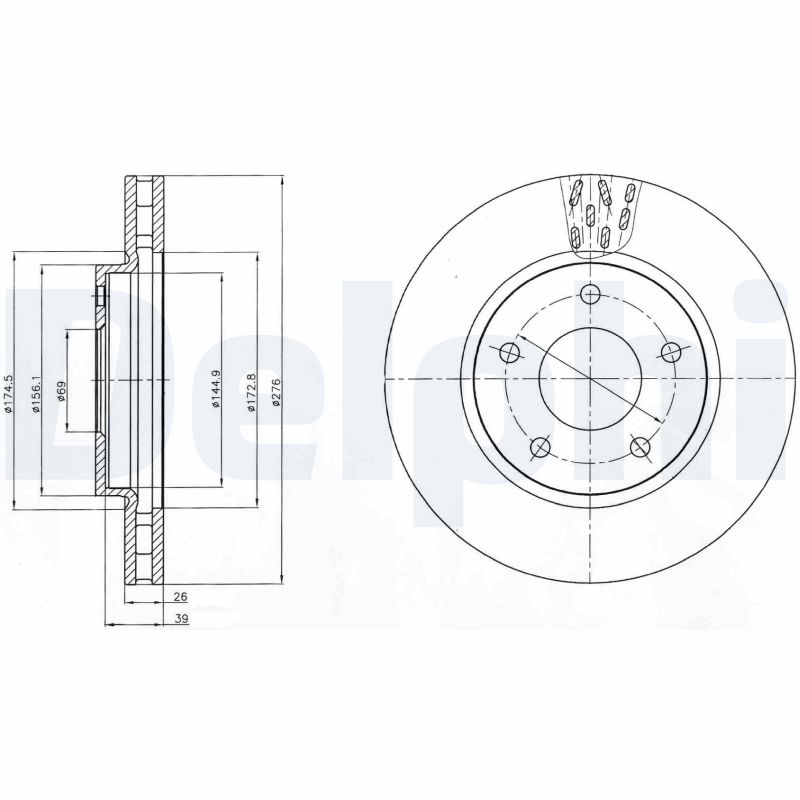 Delphi Bremsscheibe Bg4258 276Mm 26Mm Für Dodge Mitsubishi