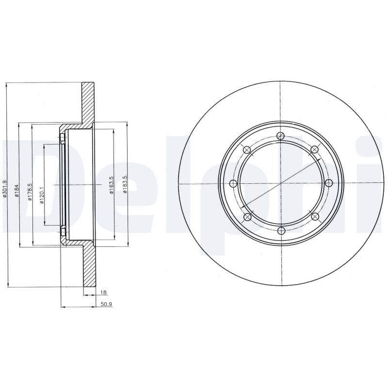 Delphi Bremsscheibe Bg4344 302Mm 18Mm Für Opel Nissan Renault