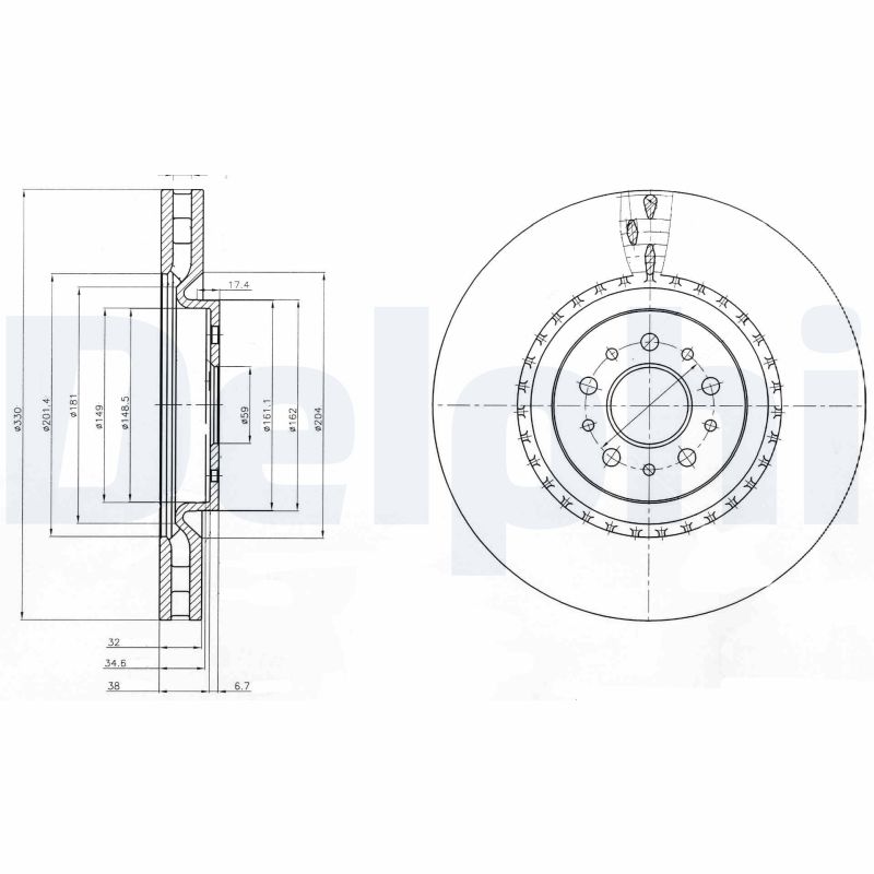 Delphi Bremsscheibe Vorne, Belüftet, Stück Größe 1 Bg9843 - Bild 4