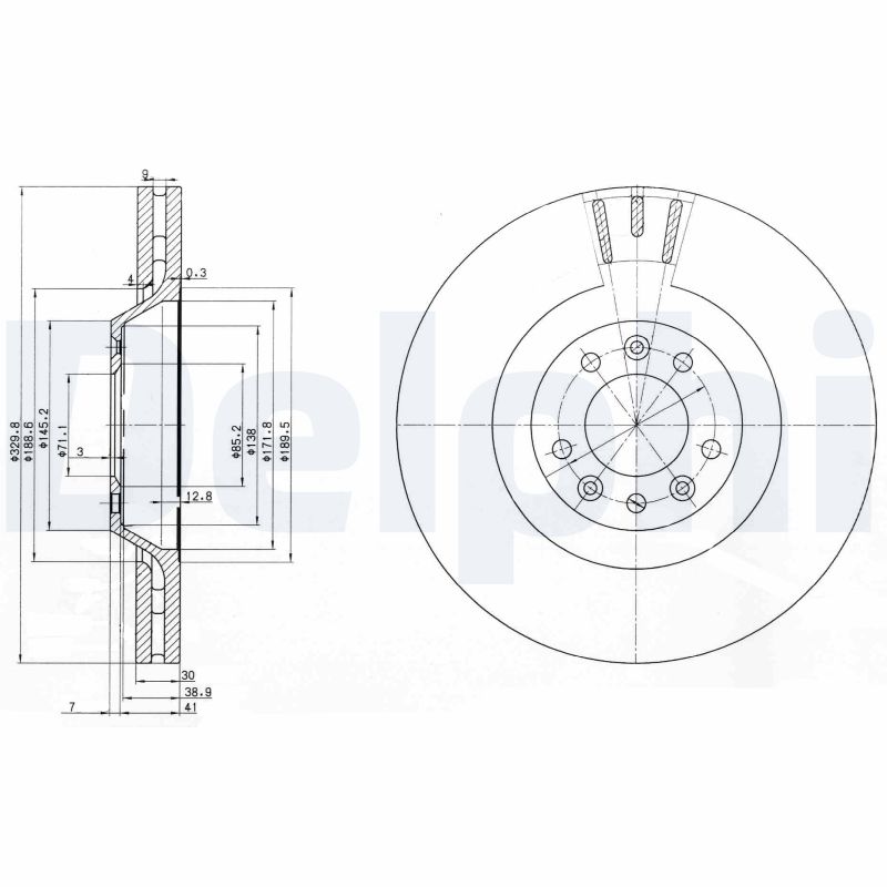 2x Bremsscheibe Delphi BG9844 2 Bremsscheiben Vorderachse Vorne - Bild 7