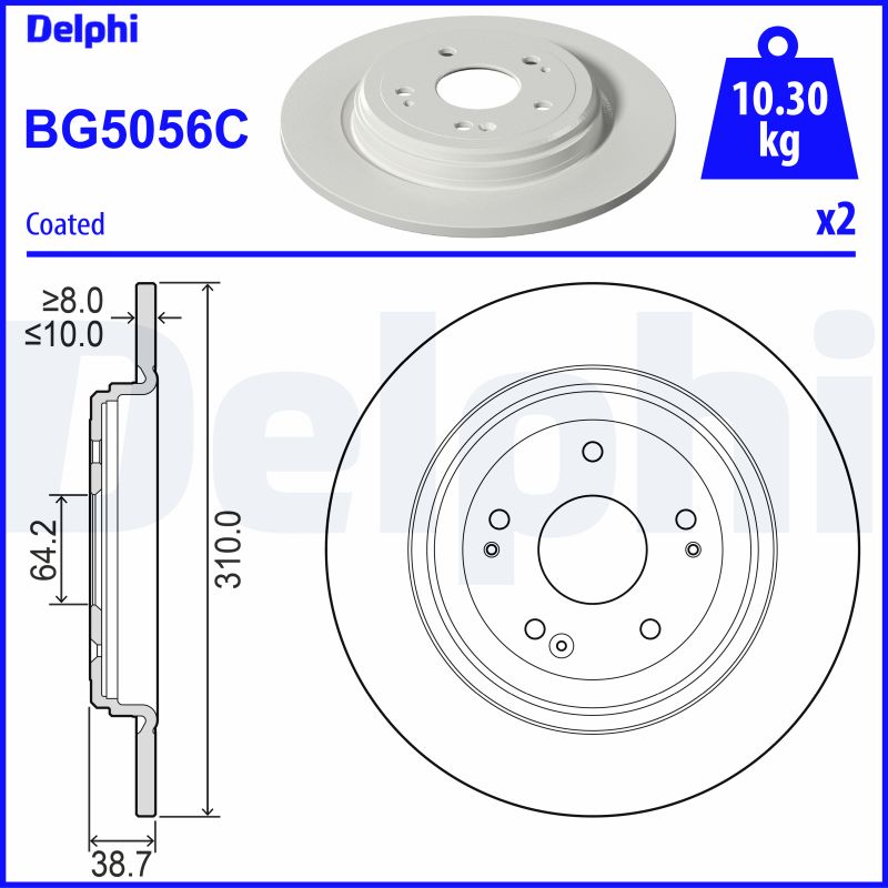 Delphi Bremsscheibe Bg5056c 310Mm 10Mm Für Honda (Gac) Acura