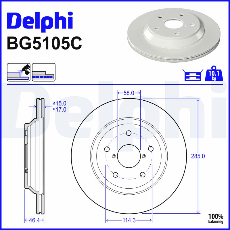 2x Bremsscheibe belüftet BG5105C DELPHI für SUBARU FORESTER - Bild 4