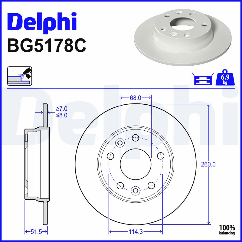 2x Bremsscheibe voll BG5178C DELPHI für NISSAN JUKE - Bild 6