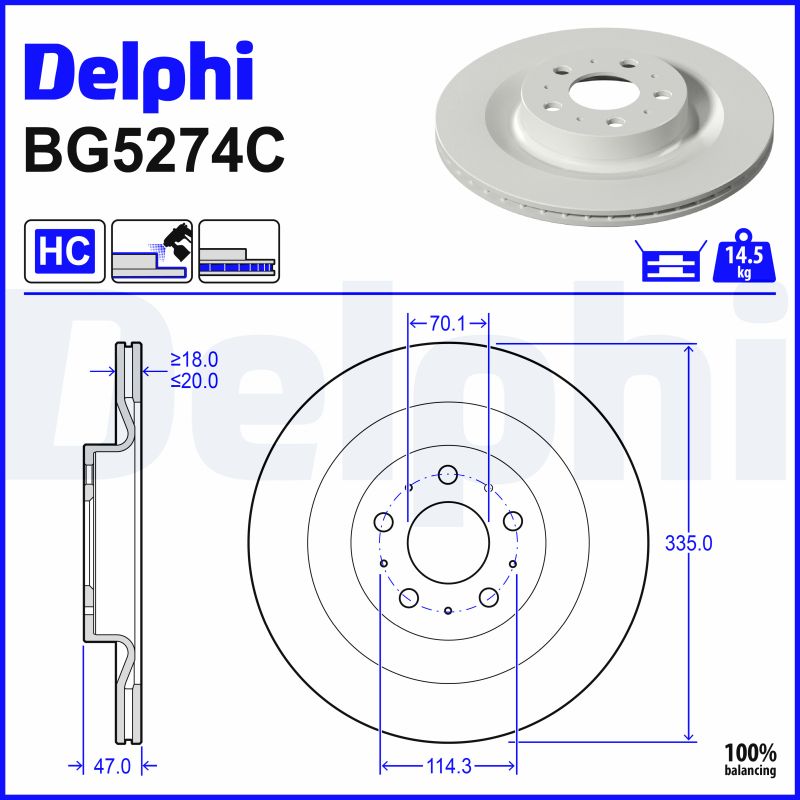 Delphi Bremsscheibe Stück Größe 2 Bg5274c - Bild 5
