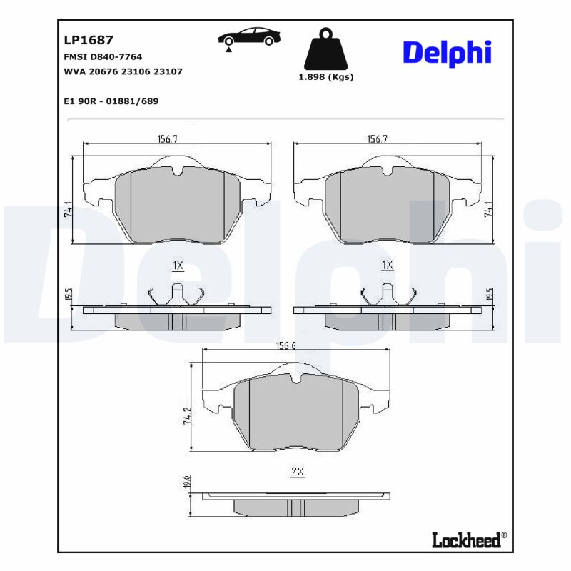 Bremsbelagsatz, Scheibenbremse LP1687 DELPHI für VOLVO S70 V70 I C70 I Coupe - Bild 9