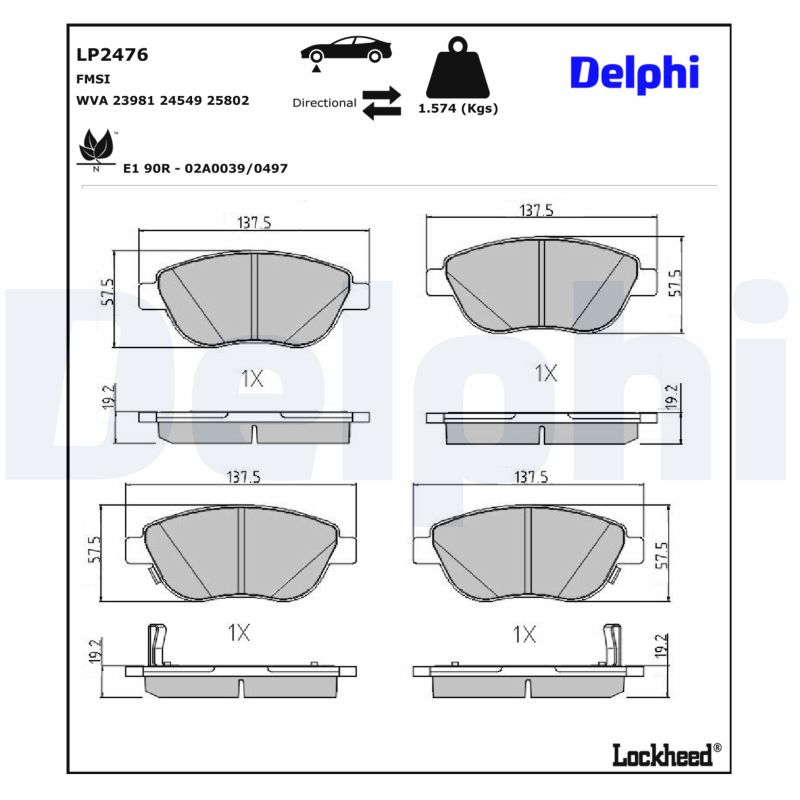 Für DELPHI LP2476 Brake Pad Set, Disc Brake - Bild 8