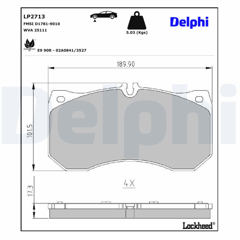 Bremsbelagsatz, Scheibenbremse DELPHI LP2713 | Kompatibel mit: AUDI A4 B9 Avant, A5 Sportback, A6 Allroad C8, A6 C7, A6 C7 Avant, A6 C8, A6 C8 Avant, A7 Sportback - Bild 9