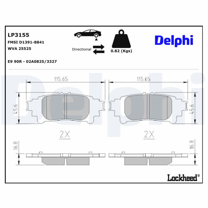 Für DELPHI LOCKHEED HAMULCE LP3155 BRAKE PAD AXLE SET LEXUS - Bild 7
