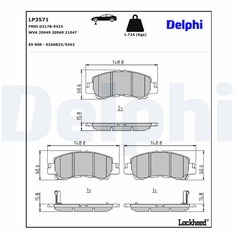Für DELPHI LOCKHEED HAMULCE LP3571 HAM PADS. - Bild 8