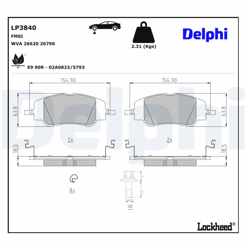 Für DELPHI HAMULCE LP3840 BRAKE PADS FRONT - Bild 5