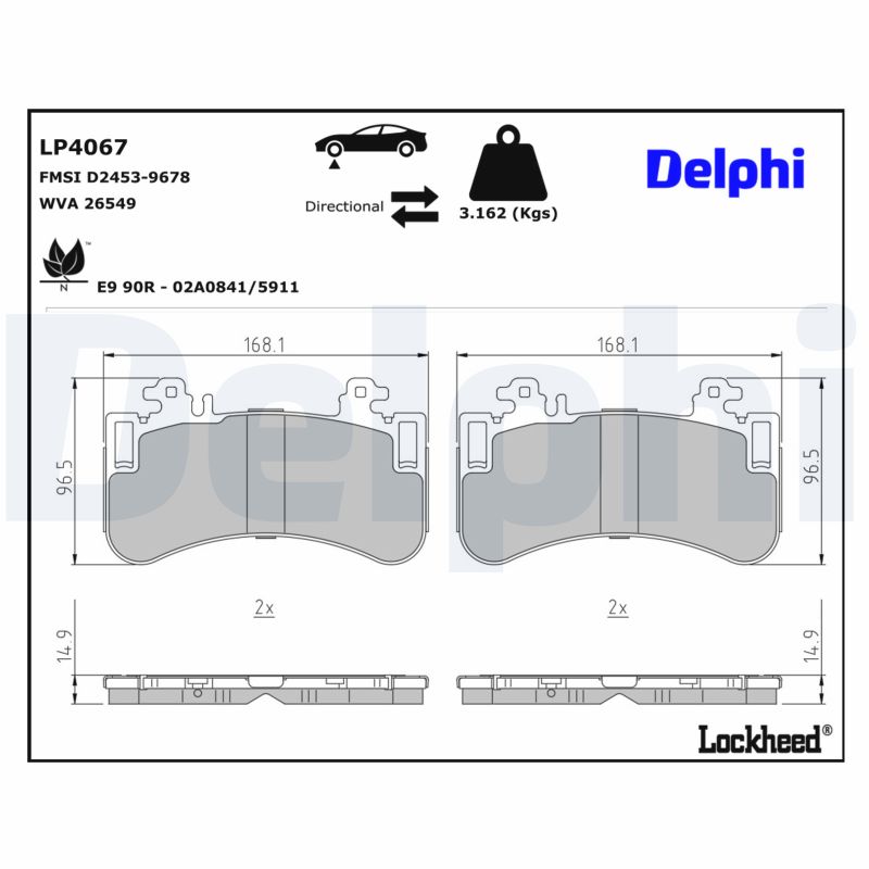 Für DELPHI LP4067 BRAKE PAD AXLE SET - Bild 6