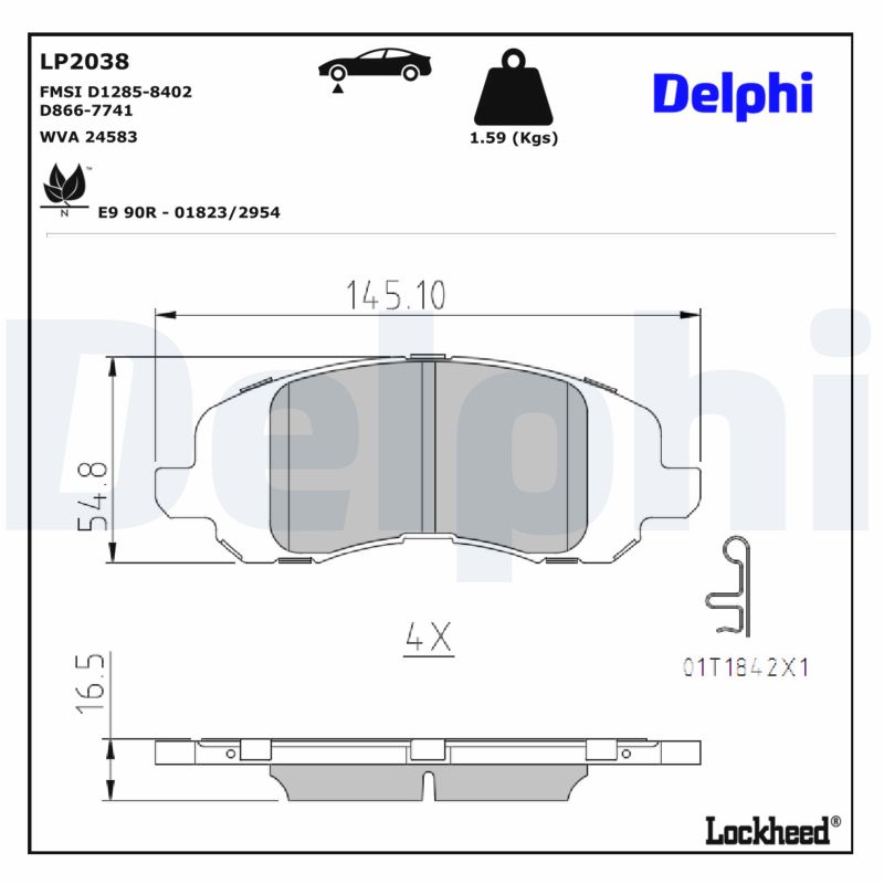 Delphi Bremsbelagsatz, Scheibenbremse [Hersteller-Nr. LP2038] für Lancia, Chrysler, Dodge, Jeep - Bild 5
