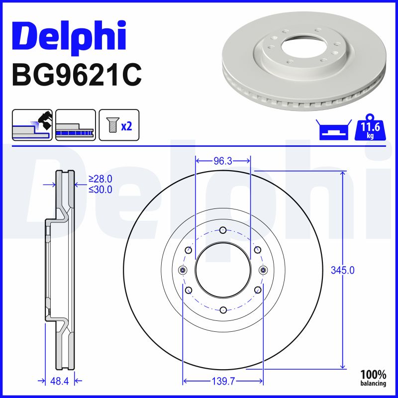 Delphi Bremsscheibe Stück Größe 1 Bg9621c - Bild 4
