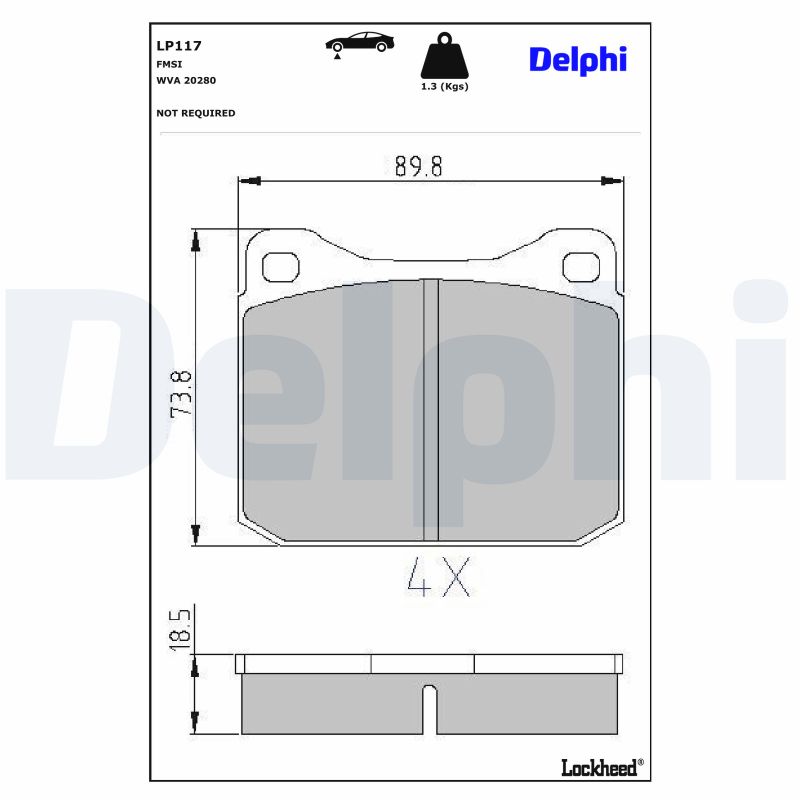 DELPHI Bremsbelagsatz, Scheibenbremse LP117 für VW ROVER - Bild 7