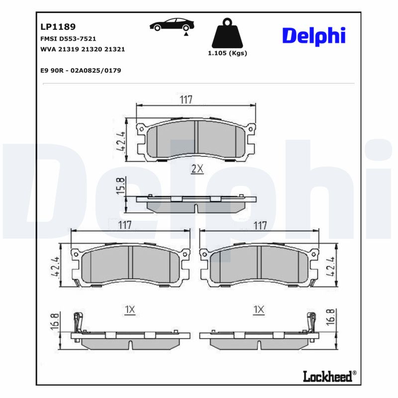 Delphi Lp1189 Bremsbelag - (4-Teilig) | Kompatibel Mit: Mazda 929 Iii, 929 Iv, Mpv I, Mpv Ii, Xedos 9 - Bild 6