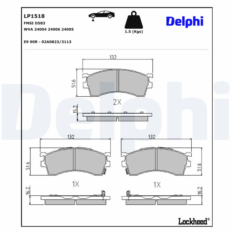 Delphi Bremsbelagsatz Vorne Größe 6 Lp1518 - Bild 7