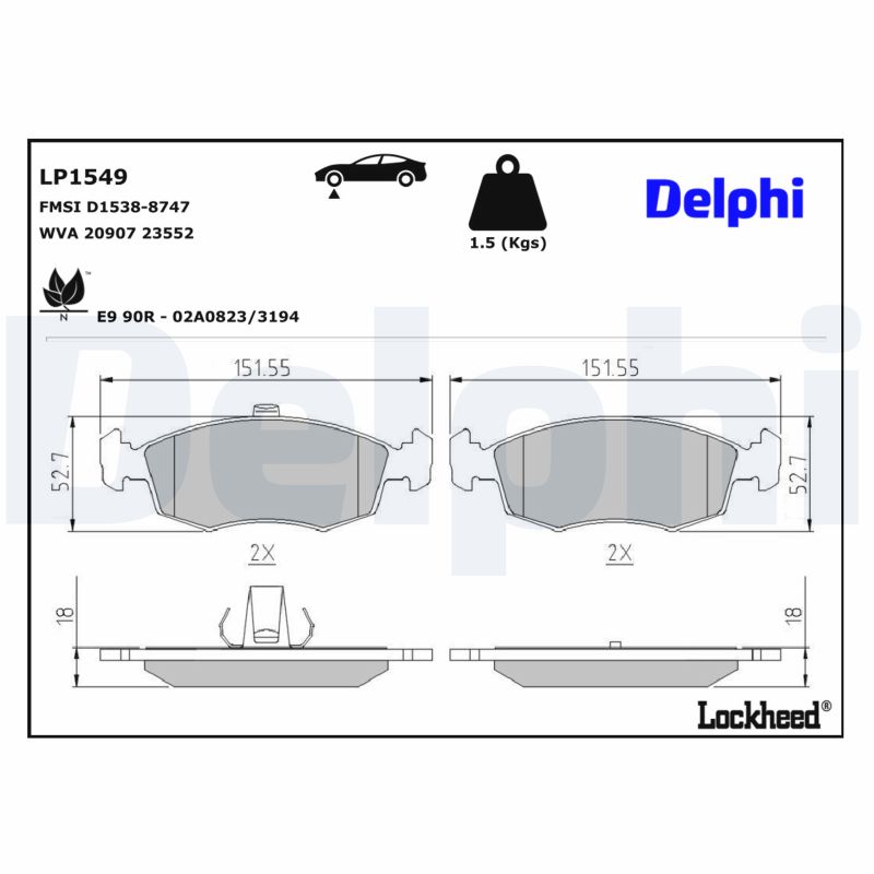 Delphi Bremsbelagsatz, Scheibenbremse [Hersteller-Nr. LP1549] für Suzuki, Fiat, Honda - Bild 7