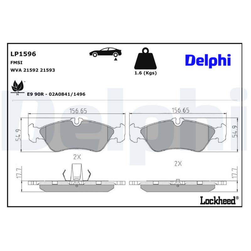 Für DELPHI LOCKHEED HAMULCE LP1596 BRAKE PAD AXLE SET Mercedes - Bild 9