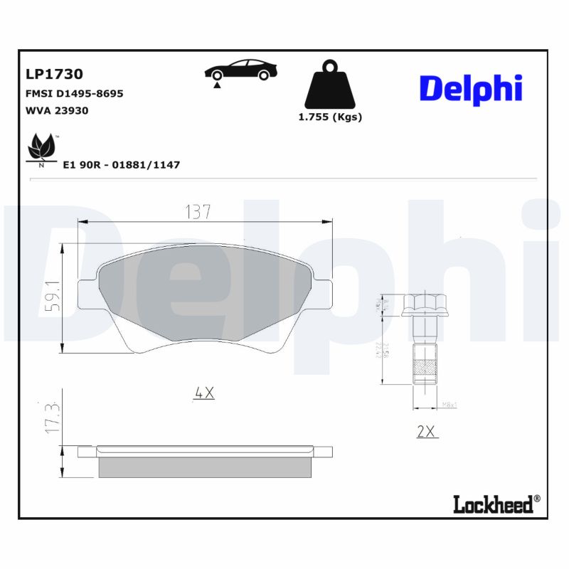 Für DELPHI LP1730 Brake Pad Set, disc brake LP1730 Brake pads set front , fits: - Bild 8